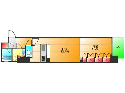 アーバネックス心斎橋I(1LDK/10階)の間取り写真
