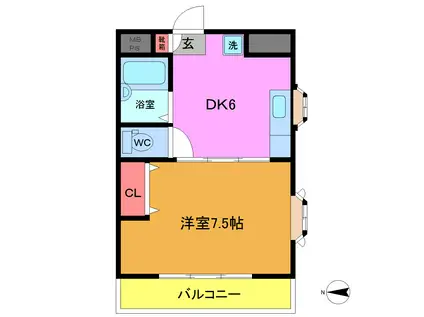 あけぼのSSビル(1DK/3階)の間取り写真