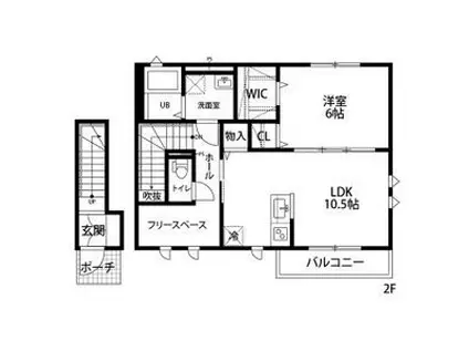 オーランジェE(1LDK/2階)の間取り写真