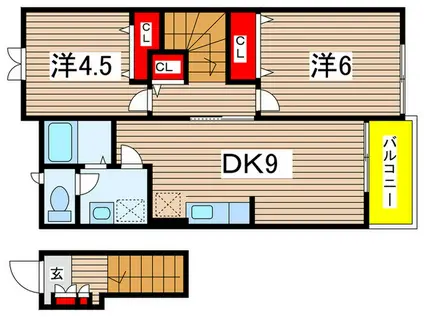プリムヴェール(2DK/2階)の間取り写真