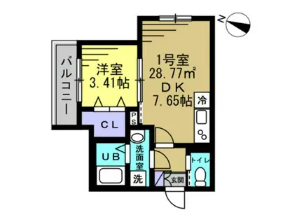 SUN HORIZON I(1DK/3階)の間取り写真