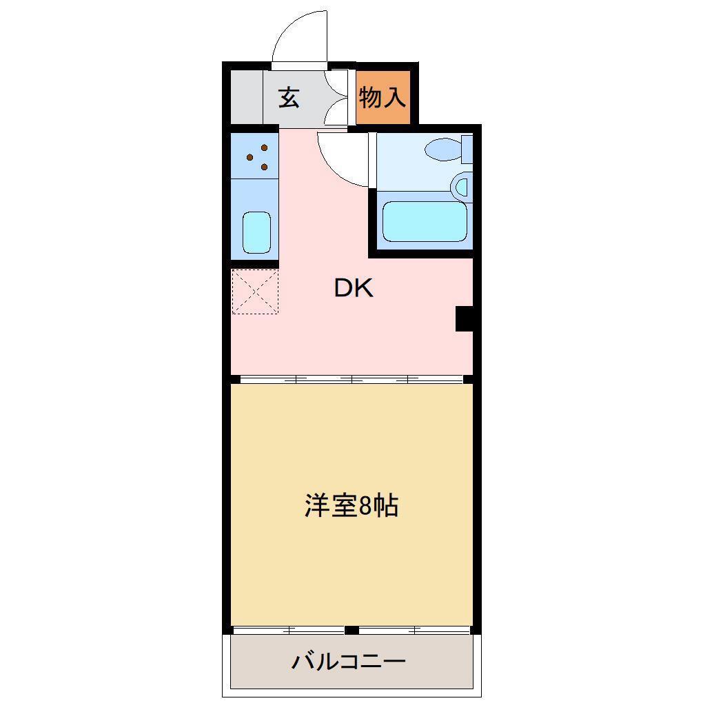 若水サンワハイツ(1DK/1階)の間取り写真