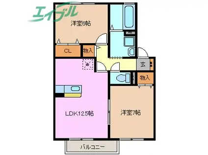 リュミエール(2LDK/2階)の間取り写真