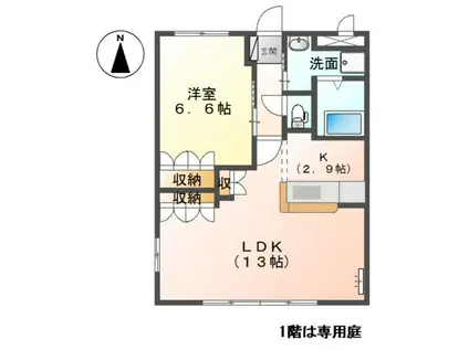 グリーンオアシス・K(1LDK/1階)の間取り写真