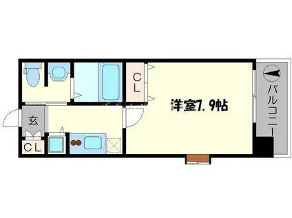 クラウンハイム北心斎橋フラワーコート(1K/11階)の間取り写真