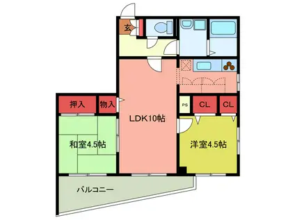 マスヤマンションビル(2LDK/4階)の間取り写真