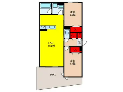 LU CASA(2LDK/2階)の間取り写真