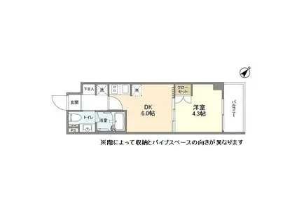 YSレジデンス代田橋(1DK/1階)の間取り写真