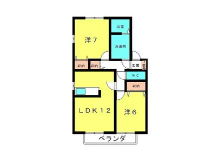 リビングタウン湖都が丘 B棟(2LDK/1階)の間取り写真