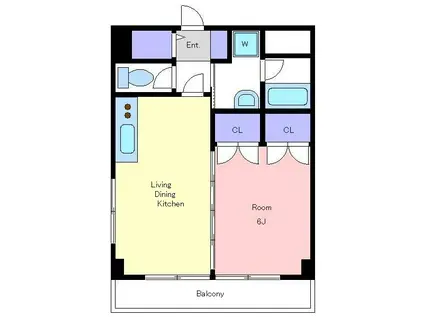 トラットリアK&M(1LDK/4階)の間取り写真