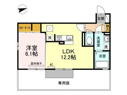 メープルアベニュー(1LDK/1階)の間取り写真