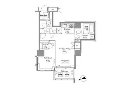 レジディアタワー目黒不動前(1LDK/22階)の間取り写真