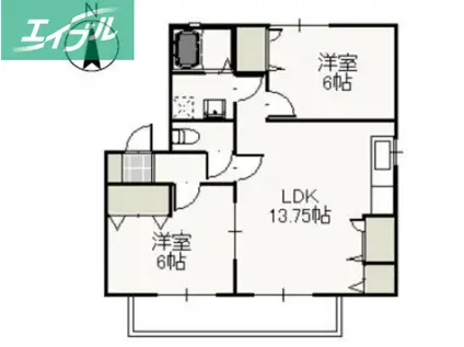 メゾンフルール(2LDK/2階)の間取り写真