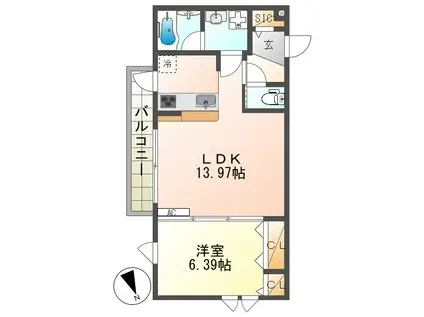 AZALEA(1LDK/2階)の間取り写真