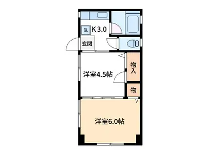 第三東和ビル(2K/1階)の間取り写真