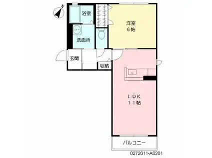 ウィスティリア神岳 A棟(1LDK/2階)の間取り写真