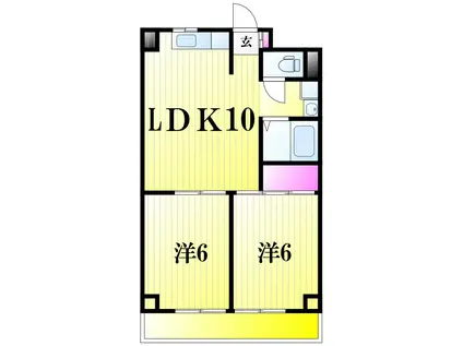 ウィッシュ松戸(2LDK/2階)の間取り写真