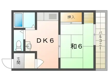 日之出荘苑A棟(1DK/1階)の間取り写真