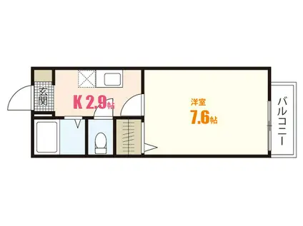 ウエストヒルズC(1K/1階)の間取り写真