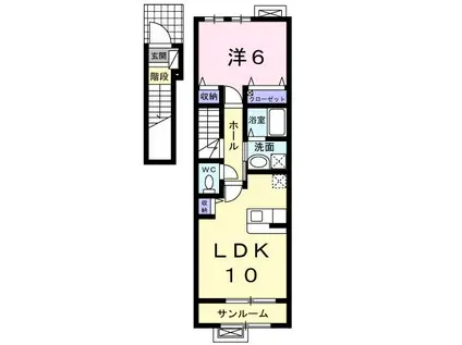 アルバ・カーサA(1LDK/2階)の間取り写真