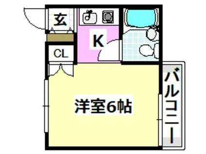 ビスタ千里丘III(1K/2階)の間取り写真