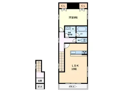 REMIX旭ヶ丘(1LDK/2階)の間取り写真