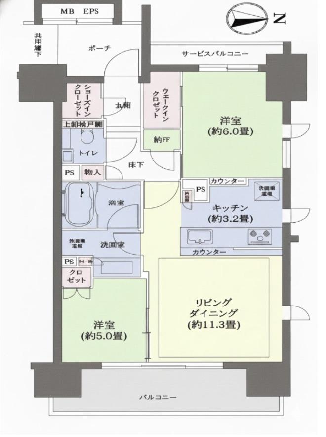 シティハウス千代田外神田(2LDK/9階)の間取り写真