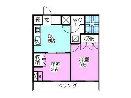 ベイステートYASUMA(2DK/10階)の間取り写真