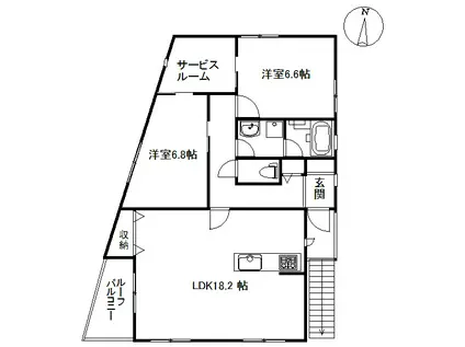 パウロニア7(2SLDK/1階)の間取り写真