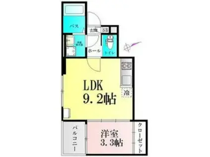 シャイニングパレス宮城野原(1LDK/1階)の間取り写真