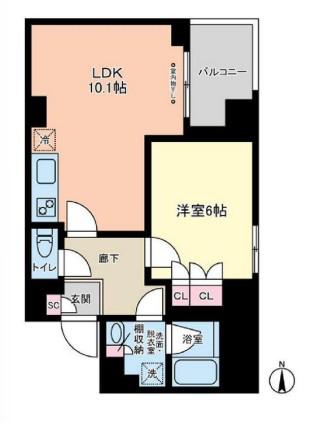 ヴィアーレ四谷(1LDK/4階)の間取り写真