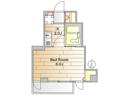 ビエント(1K/3階)の間取り写真