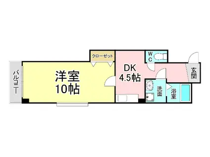 ルミエールKYII(1DK/4階)の間取り写真