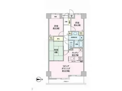 フェリス鷺沼(3LDK/6階)の間取り写真