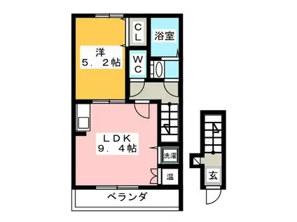 サンクラベール(1LDK/2階)の間取り写真