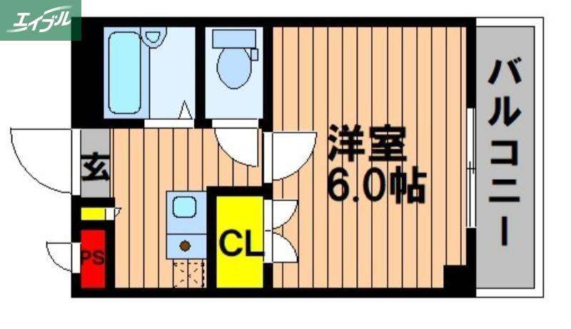 ハッピーハイツ今(1K/3階)の間取り写真