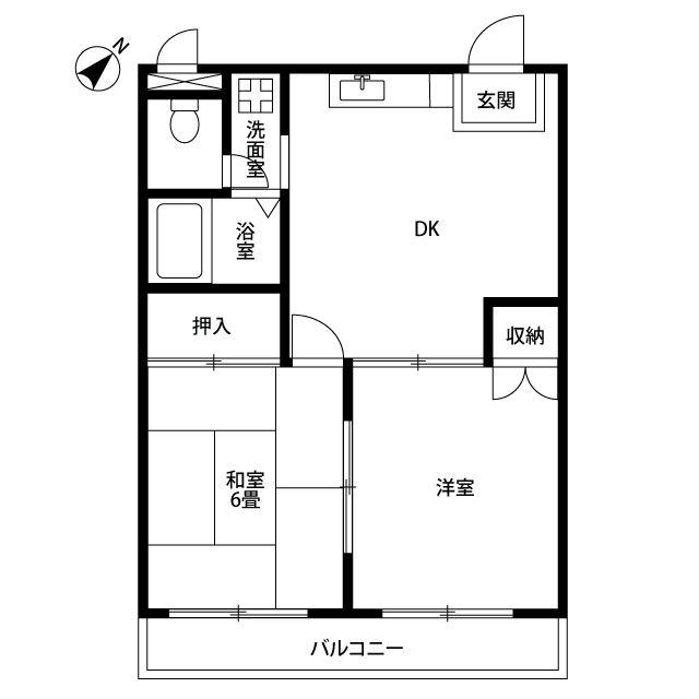 プリメールマンション(2DK/2階)の間取り写真