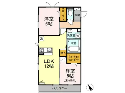 メルベーユ(2LDK/2階)の間取り写真