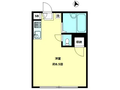 光明ハイツ(ワンルーム/1階)の間取り写真