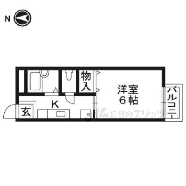 ウィンヒル上郡(1K/2階)の間取り写真