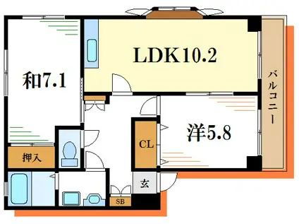 ラウレア(2LDK/3階)の間取り写真