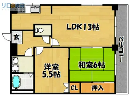 はなみずきグランドメゾン(2LDK/5階)の間取り写真