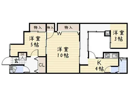 紺屋町大塚(3K/1階)の間取り写真