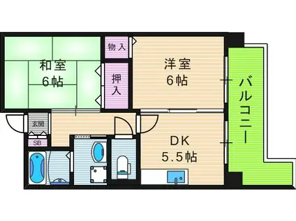 ラ・ヴィーア米田(2DK/5階)の間取り写真