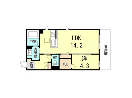 レジリエンス甲子園六石町(1LDK/1階)の間取り写真