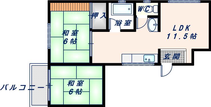 セントラルパークビル(2LDK/4階)の間取り写真