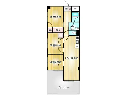 上前津ハイネス(3LDK/2階)の間取り写真