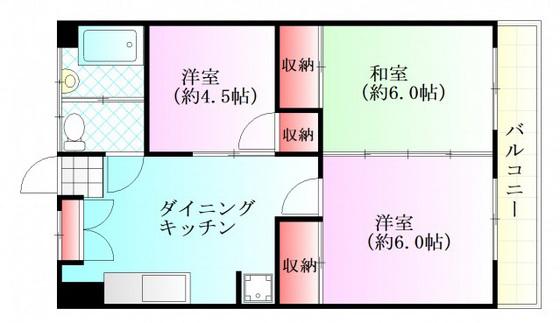 牛田翠苑(3DK/3階)の間取り写真