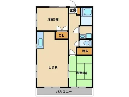 ベルメゾンA(2LDK/2階)の間取り写真