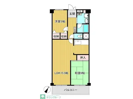 北越谷スカイハイツ(2LDK/3階)の間取り写真